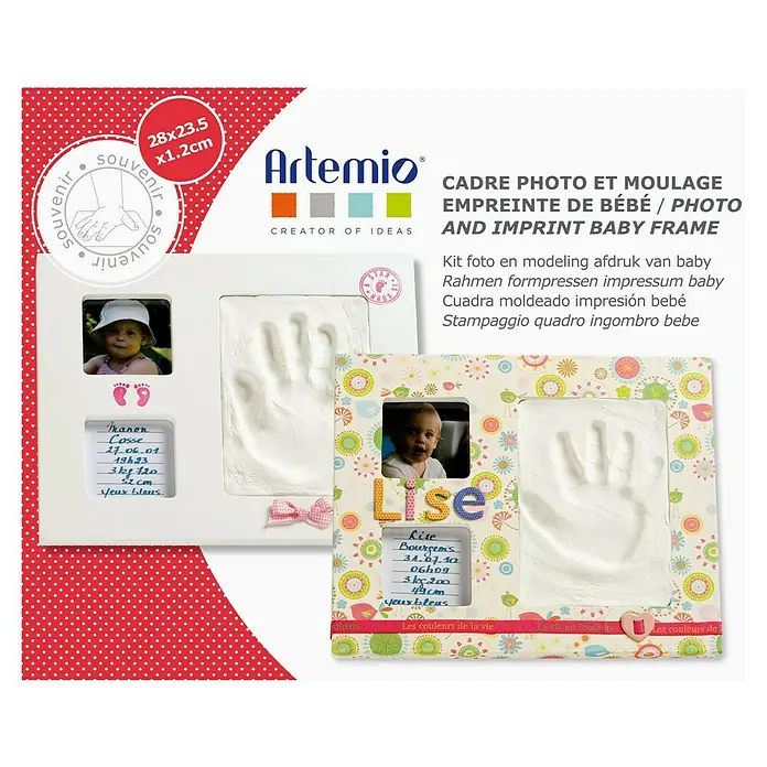Artemio Kit básico de marco e impresión - Blanco, 1,2 x 28,5 x 23,5 cm - Kit de fotos y huellas de manos de bebé de Artemio para crear recuerdos únicos. ¡Perfecto para la habitación infantil!