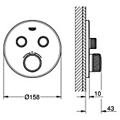 Grohe Grohtherm SmartControl UP-Thermostatarmatur (Mit 2 Absperrventilen, Rund, Hard Graphite, Matt)