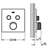 Grohe Grohtherm SmartControl UP-Thermostatarmatur (Mit 2 Absperrventilen, Eckig, Chrom, Glänzend)