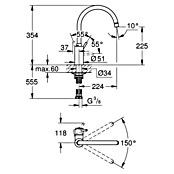 Grohe Concetto Spültischarmatur (Edelstahl, Satiniert, Hoher Auslauf)