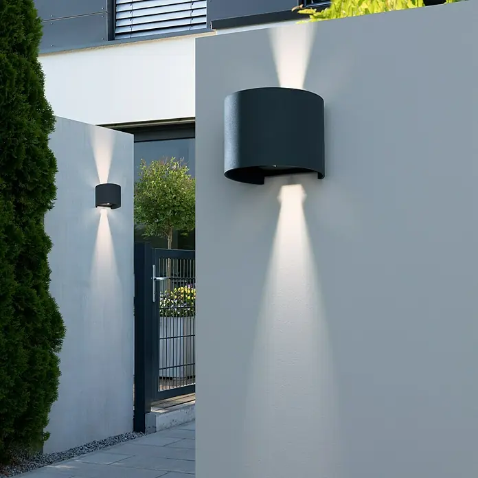 Starlux LED-Außenwandleuchte Umea - 8 W, 11,6 x 13,6 x 10 cm, Anthrazit, IP54 - Außenwandleuchte mit stilvollem Design, die sowohl nach oben als auch nach unten Licht abgibt. Ideal für Hauswand oder Garten.