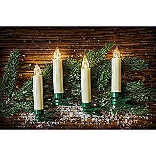 Krinner Lumix LED-Weihnachtskerzen-Set Superlight Mini Basis (12-flammig, Innen, Elfenbein, 12 Stk., Warmweiß)