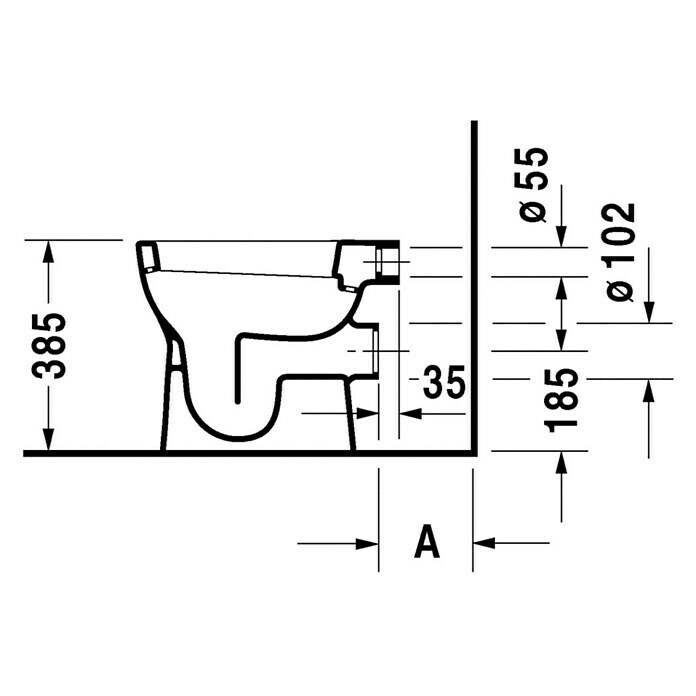 Duravit D-Code Stand-WCMit Spülrand, Ohne Spezialglasur, Spülform: Flach, WC Abgang: Waagerecht, Weiß Unknown