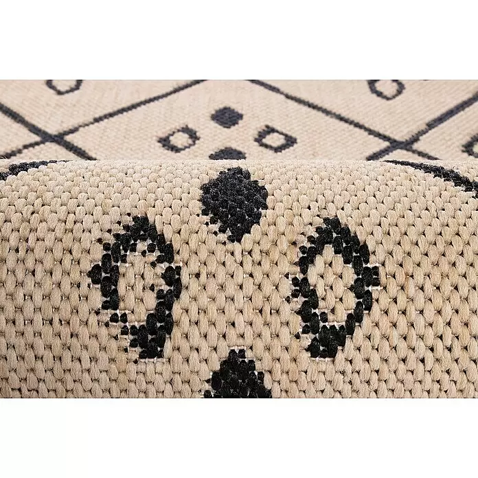Outdoor-Teppich Bora - Schwarz/Beige, 230 x 160 cm, 100 % Polypropylen - Detailaufnahme