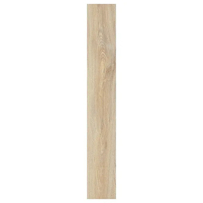 LOGOCLIC Silentos Laminat Eiche Mira1.285 x 192 x 9 mm, Landhausdiele, Eiche Mira - Ein einzelnes, helles Holzbrett mit natürlicher Maserung, ideal für Bodenbeläge oder Wandverkleidungen. Die warme Farbe bringt Eleganz in jeden Raum.