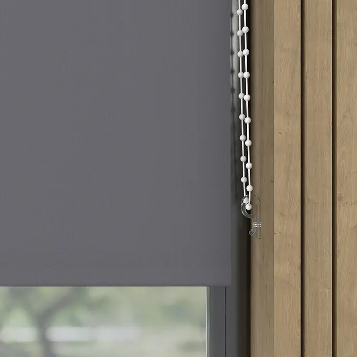 Expo Ambiente RolloB x H: 120 x 190 cm, Grau, Uni, Tageslichtdurchlässig - Graue Rollo für Fenster mit weißer Kette zur Bedienung. Moderner Sonnenschutz für Ihr Zuhause.