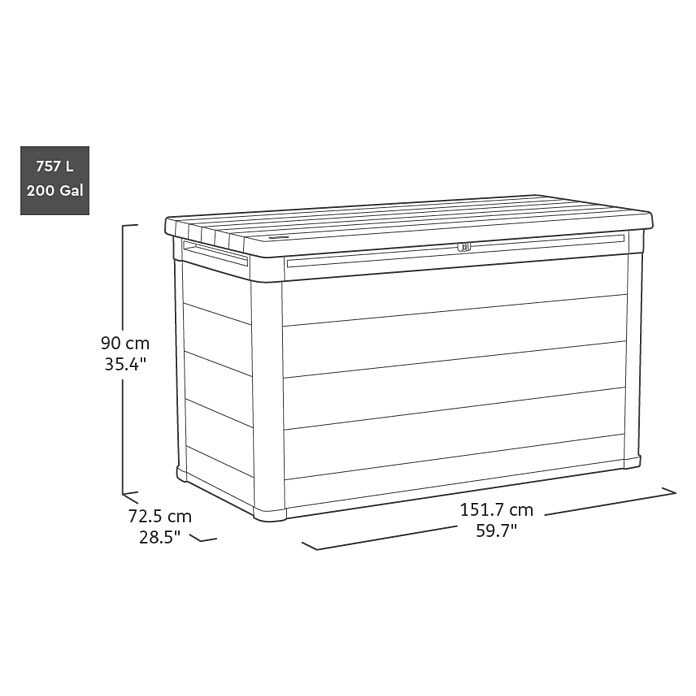 Keter Gartenbox Cortina (151,7 x 72,5 x 90 cm, Kunststoff, Schiefergrau) | BAUHAUS