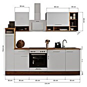 Respekta Küchenzeile BEKB250EGC (Breite: 250 cm, Mit Elektrogeräten, Grau)