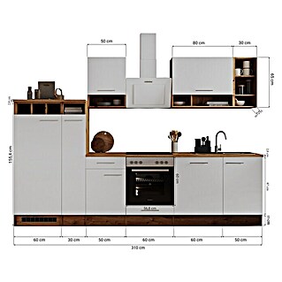 Respekta Kuhinjski komplet Hilde (Širina: 310 cm, Bijele boje, S električnim uređajima)
