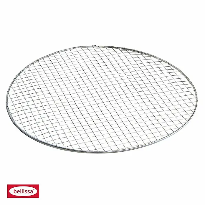 Bellissa Durchwurfsieb - 39 cm - Abbildung eines runden, silberfarbenen Grillrosts von "bellissa" mit quadratischen Maschen vor einem neutralen Hintergrund.