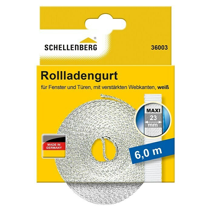 Schellenberg Rollladengurt (Weiß, L x H: 6 m x 1,3 mm, Gurtbreite: 23 mm)