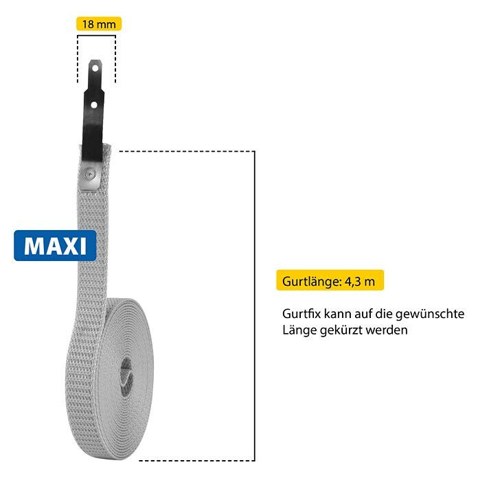 Schellenberg Gurtfix (Länge: 4,3 m, Gurtbreite: 18 mm, Grau)