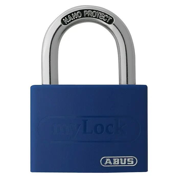 Abus Vorhängeschloss T65 AL 40 Color - 40 x 65 mm, Bügelstärke: 6,5 mm, Aluminium - Abus myLock Vorhängeschloss in Blau mit Nano Protect Bügel bietet hohe Sicherheit für den täglichen Gebrauch.