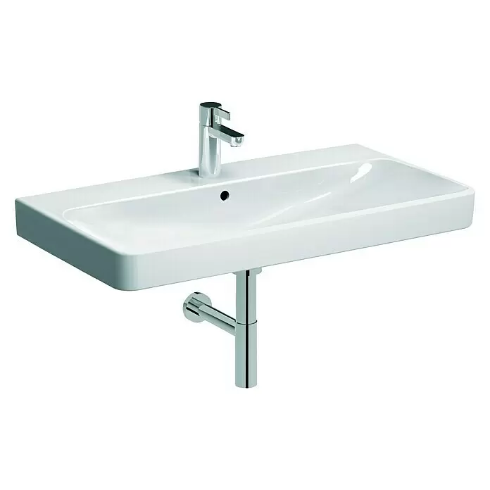 Keramag Smyle Waschtisch - 90 x 48 cm, Hahnloch: Mitte, Mit Überlauf, Weiß