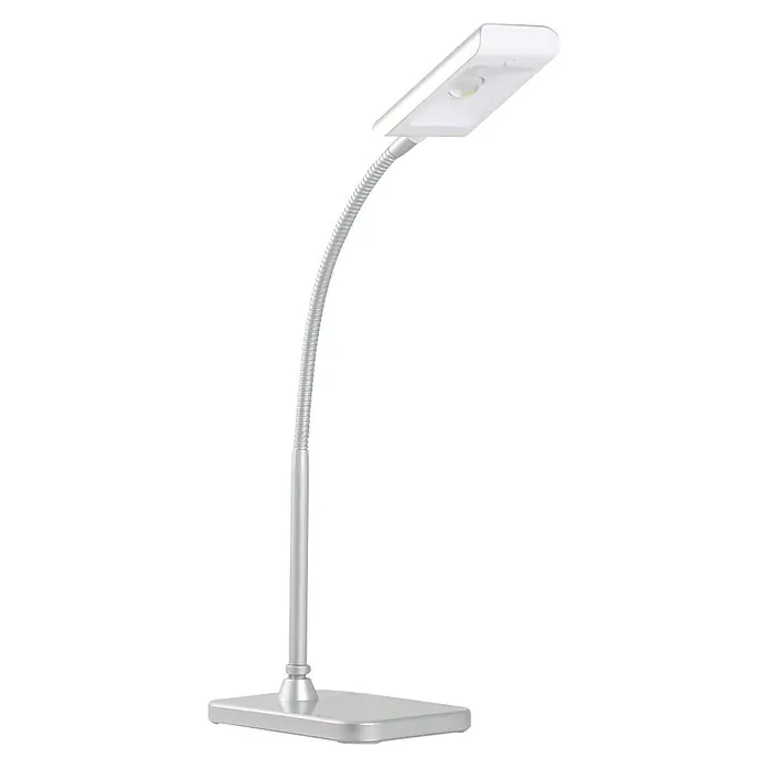 Lámpara de sobremesa LED Mercurio - 3 W, L x An x Al: 34,8 x 24 x 34,8 cm, Plata, Blanco frío - Lámpara de escritorio plateada con cuello flexible y luz LED para una iluminación óptima al trabajar o leer.