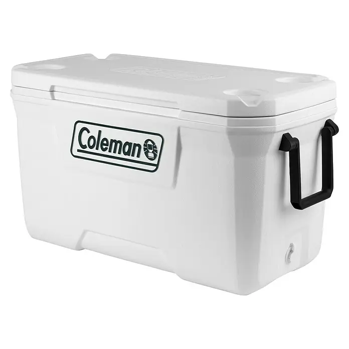 Coleman Nevera de camping Xtreme Marine - L x An x Al: 39,5 x 79 x 43,5 cm, Blanco, 66 l - Nevera portátil blanca Coleman con asas y el logo de Coleman, perfecta para transportar bebidas y alimentos.