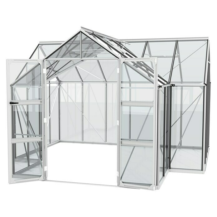 Vitavia Gewächshaus Campus (Außenmaß inkl. Dachüberstand (B x T): 383,4 x 383,3 cm, Material Seitenwand: Glas, 3 mm, Aluminium) | BAUHAUS