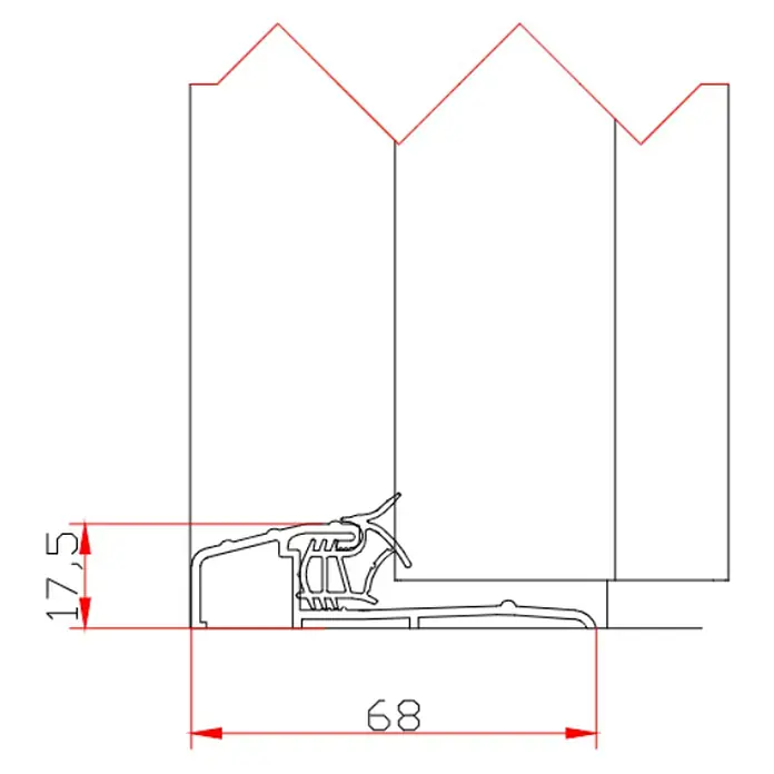 FM Türen Nebeneingangstür NBT56-07 - 90 x 200 cm, DIN Anschlag: Links, Weiß - Abbildung eines Dichtungsprofils mit Maßangaben.