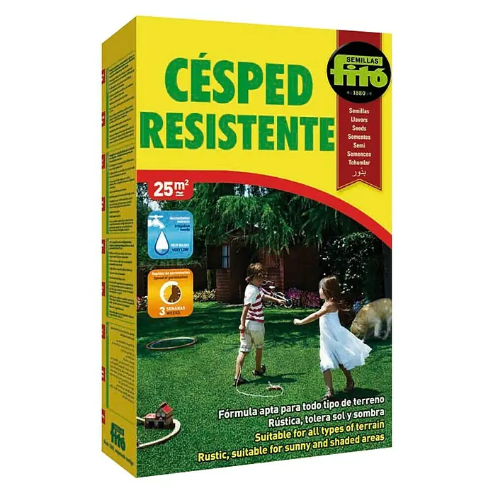 Semillas de césped Resistente Fitó - 1 kg, 25 m² - Paquete de semillas de césped Fito, robusto y resistente para todo tipo de suelos, zonas soleadas y sombrías.
