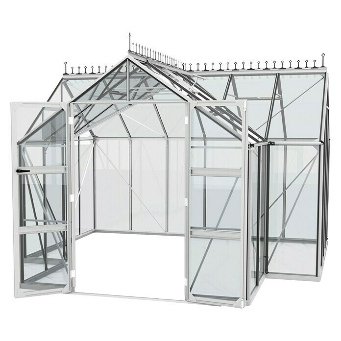 Vitavia Gewächshaus Campus (Außenmaß inkl. Dachüberstand (B x T): 383,4 x 383,3 cm, Material Seitenwand: Glas, 3 mm, Aluminium)