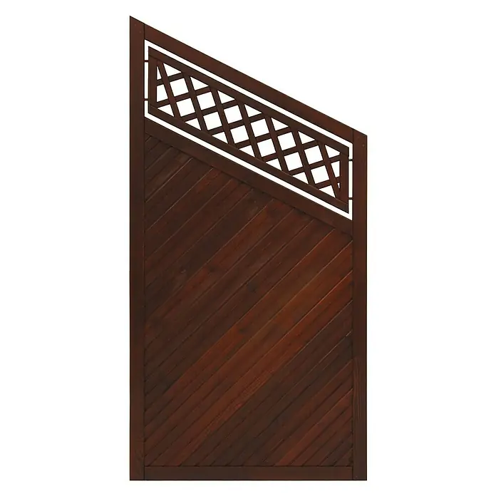 Andrewex Sichtschutzelement Toulon - 90 x 135/180 cm, Braun - Das Bild zeigt ein Holzzaunelement mit Rautenmuster, das sich ideal zur stilvollen Abgrenzung Ihres Gartens eignet.