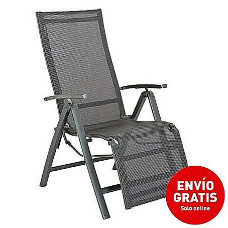 Sunfun Maja Tumbona reclinable (Aluminio/Textiline, Respaldo regulable, Antracita, An x Pr x Al: 61 x 69 x 111 cm)