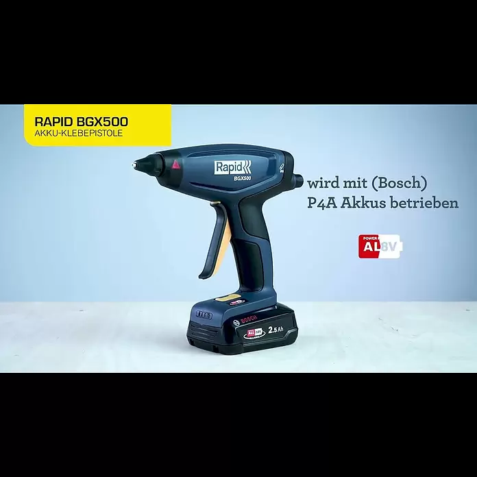 Rapid Power for All 18V Akku-Heißklebepistole BGX500 - 18 V, Ohne Akku, Durchmesser Klebepatrone: 12 mm - Rapid Akku-Heiklebepistole BGX500 18V P4A
