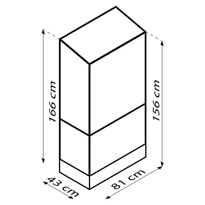 Vitavia Gewächshaus Stad - Außenmaß inkl. Dachüberstand (B x T): 81,2 x 42,8 cm, Material Seitenwand: Kunststoff, 4 mm, Schwarz - Skizze