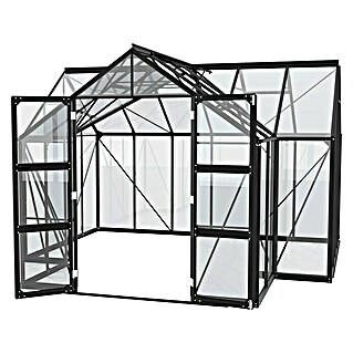 Vitavia Gewächshaus Campus (Außenmaß inkl. Dachüberstand (B x T): 383,4 x 383,3 cm, Material Seitenwand: Glas, 3 mm, Schwarz)