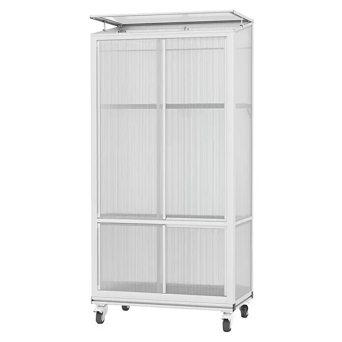 Vitavia Gewächshaus Stad - Außenmaß inkl. Dachüberstand (B x T): 81 x 42,8 cm, Material Seitenwand: Kunststoff, 4 mm, Aluminium, Mit Rollen - Diagonale Ansicht