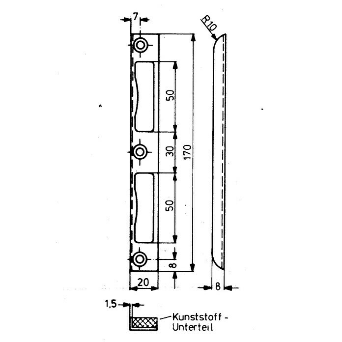 Stabilit Winkelblech (L x B x H: 170 x 20 x 8 mm, Metall)