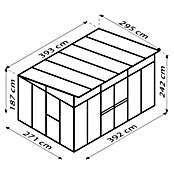 Vitavia Gerätehaus Kosmos 11500 (Außenmaß inkl. Dachüberstand (B x T): 392,8 x 295 cm, Aluminium, Weiß/ Grau) | BAUHAUS