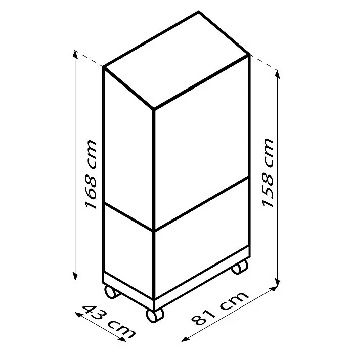Vitavia Gewächshaus Stad - Außenmaß inkl. Dachüberstand (B x T): 81 x 42,8 cm, Material Seitenwand: Kunststoff, 4 mm, Aluminium, Mit Rollen - Skizze