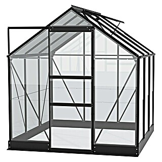 Vitavia Gewächshaus Eris 3800 (Außenmaß inkl. Dachüberstand (B x T): 23 x 198,8 cm, Material Seitenwand: Glas, 3 mm, Schwarz)