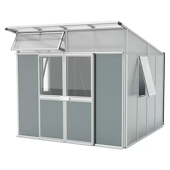 Vitavia Gerätehaus Kosmos 7800 - Außenmaß inkl. Dachüberstand (B x T): 267 x 295 cm, Aluminium, Alu/ Grau - Diagonale Ansicht