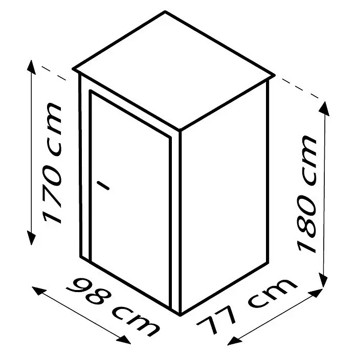 Vitavia Geräteschrank - 98 x 81 cm, Stahl, Anthrazit - Lagerschrank mit Tür, 98 cm breit, 77 cm tief, 170 cm und 180 cm hoch.