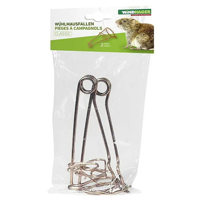 Windhager Wühlmausfalle Classic - Unterirdische Falle, Metall, 2 Stk. - Eine Packung mit zwei Wühlmausfallen der Marke Windhager, ideal für den Garten.