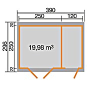 Weka Gartenhaus 254 (Außenmaß inkl. Dachüberstand (B x T): 390 x 295 cm, Holz, Graphitgrau/ Weiß) | BAUHAUS