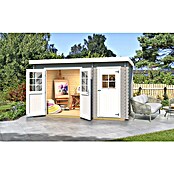 Weka Gartenhaus 254 (Außenmaß inkl. Dachüberstand (B x T): 390 x 244,9 cm, Holz, Hellgrau/ Weiß) | BAUHAUS