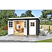 Weka Gartenhaus 254 (Außenmaß inkl. Dachüberstand (B x T): 390 x 244,9 cm, Holz, Graphitgrau/ Weiß) | BAUHAUS