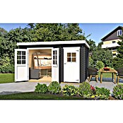 Weka Gartenhaus 254 (Außenmaß inkl. Dachüberstand (B x T): 390 x 295 cm, Holz, Graphitgrau/ Weiß) | BAUHAUS