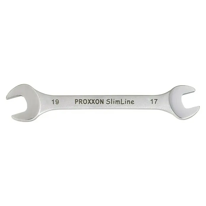 Proxxon Doppelmaulschlüssel - Schlüsselweite: 14 mm - 15 mm - PROXXON SlimLine Doppel-Ringschlüssel mit den Größen 19 und 17, ideal für präzise Arbeiten und enge Platzverhältnisse in Werkstatt und Garage.