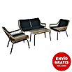 Conjunto de muebles Carolina (4 pzs., Ratán sintético/Acero, Negro) | BAUHAUS