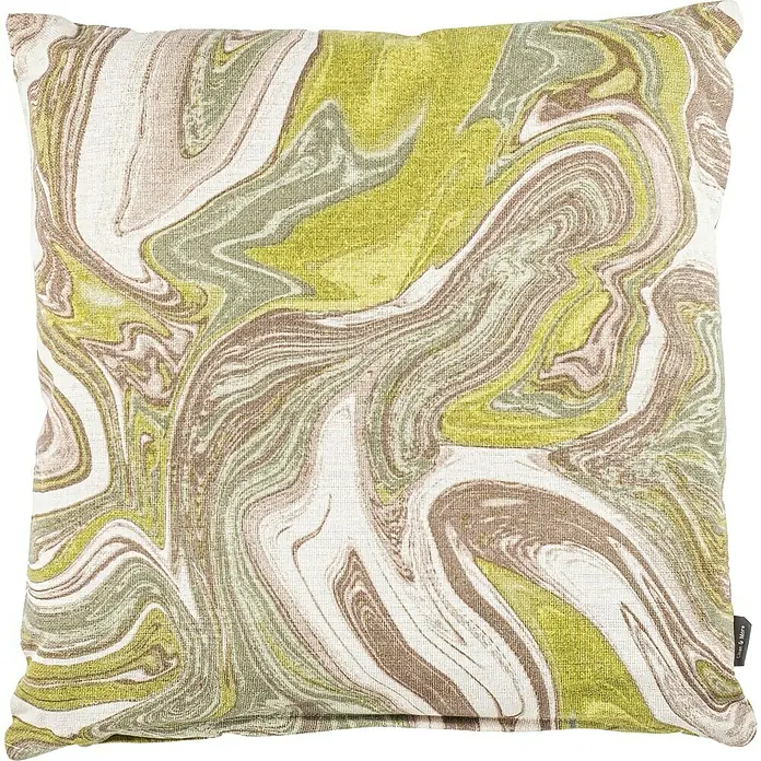Kissen Bliss - Willow, 45 x 45 cm, 100 % Baumwolle - Dekorative Kissenhülle mit abstraktem Marmormuster in Grün-, Braun- und Beigetönen. Perfekt für Wohnzimmer oder Schlafzimmer.