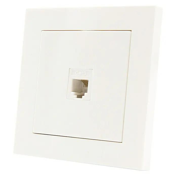 Toma de teléfono London - x 1, Blanco, Instalación empotrada - Toma de red CAT3 blanca para montaje en pared. Ideal para conexiones de red estables en la oficina o en el hogar. Fácil instalación.