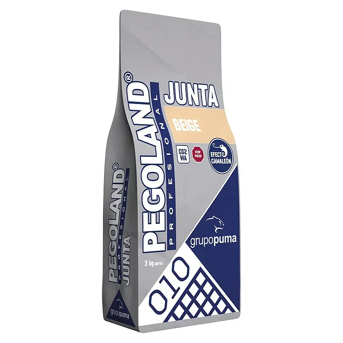 Grupo Puma Mortero para juntas Pegoland Profesional - Beige, 3 kg - Un paquete de mortero de juntas beige Pegoland, paquete de 3 kg, con efecto camaleón, ideal para aplicaciones profesionales.