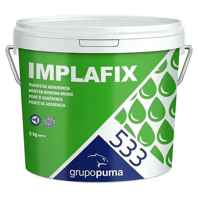Grupo Puma Aditivo para mortero IMPLAFIX - 5 kg - Un cubo de Implafix puente de adherencia, un mortero para conexiones fiables, ideal para proyectos de construcción, 5 kg.