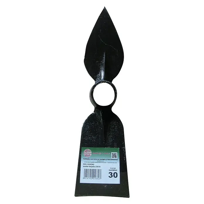 Azada 230B - Anchura de trabajo: 7,5 cm, Material cabezal del equipo: Acero - Azada DARMAN forjada a mano, pintada de negro, una herramienta robusta para jardinería y paisajismo.