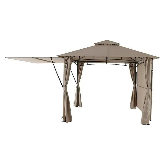 Sunfun Carpa con laterales Barcelona - An x Pr: 300 x 300 cm, Color del techo: Beige - Esta glorieta con lateral extensible ofrece una solución de sombra elegante y práctica para cualquier jardín o patio.