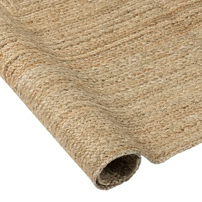 Alfombra de yute Nazar - Beige, 230 x 160 cm - Alfombra de yute enrollada con una textura natural, que muestra una estética duradera y hecha a mano.